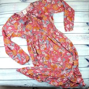 Women's Long Sleeve Maxi Dress KNOX ROSE Mauve Pink Floral Size M